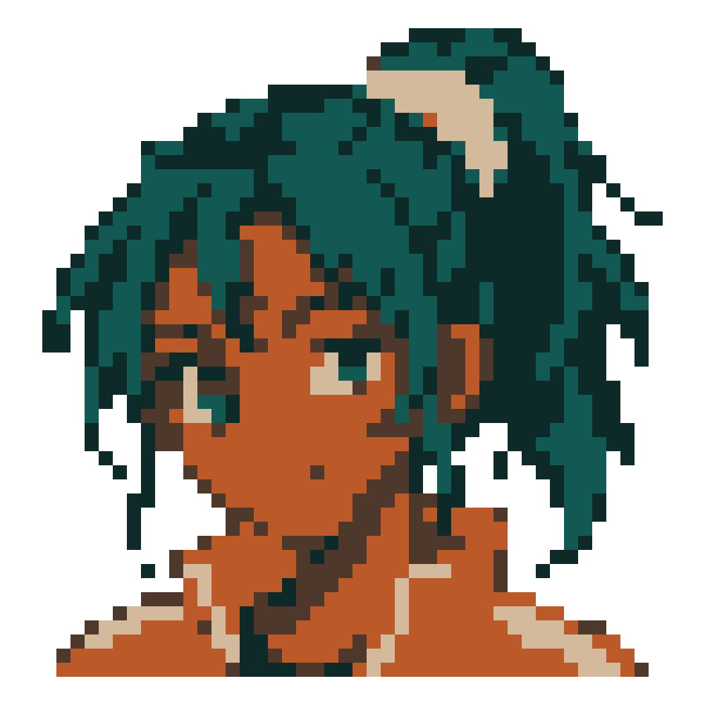 Teal High-Ponytail Girl — Youthful Anime Portraits patterns