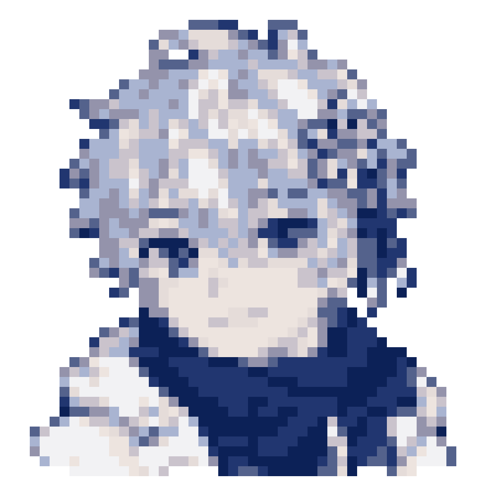 Ice-Blue Chunky-Scarf Boy — Youthful Anime Portraits patterns