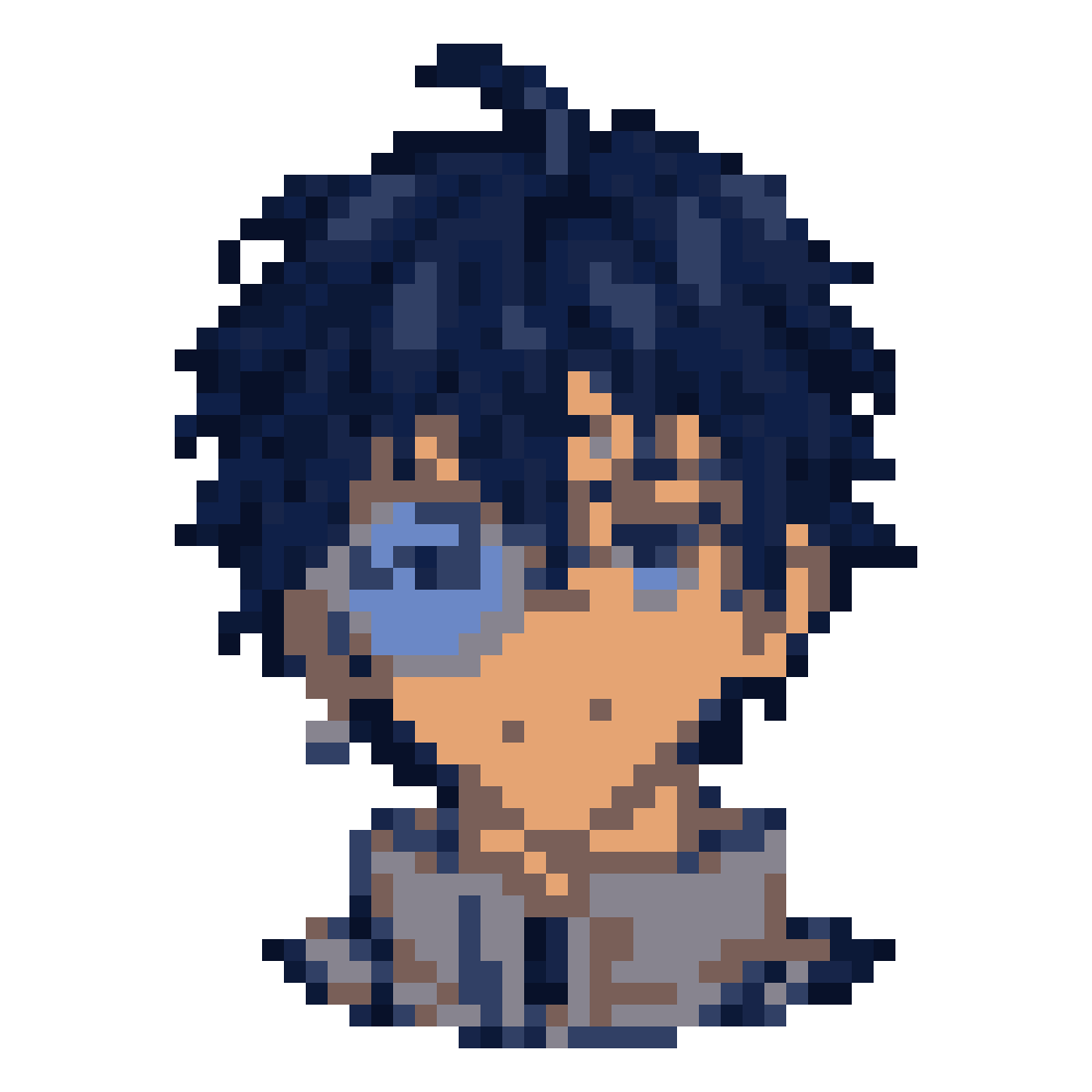 Blue-and-Silver Monocle Boy — Youthful Anime Portraits patterns