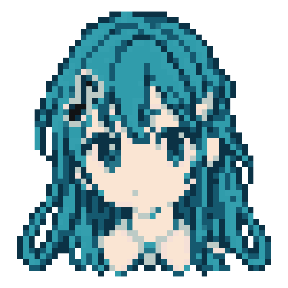 Teal Music-Note-Clip Girl — Youthful Anime Portraits patterns
