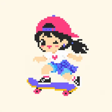 Skateboard Girl — Kawaii Characters patterns
